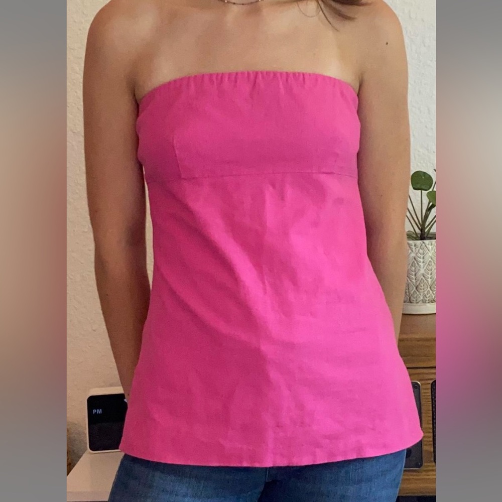 Strapless linen top